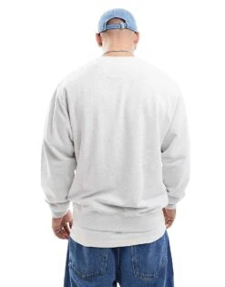 Jack & Jones Super Oversized Crew Neck Sweatshirt In White Marl For Men -Men Style Shop 206909329 4