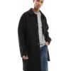 Jack & Jones Oversized Wool Mix Overcoat In Black For Men -Men Style Shop 206955793 1 black