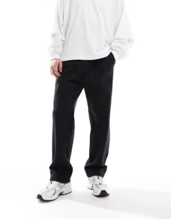 Jack & Jones Loose Fit Pull On Chino With Pleated Front In Black For Men