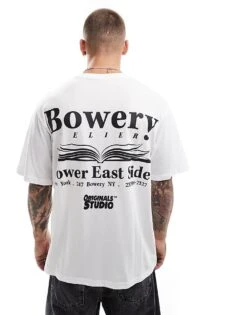 Jack & Jones Oversized T-shirt With Bowery Back Print In White For Men -Men Style Shop 206955802 1 white 1