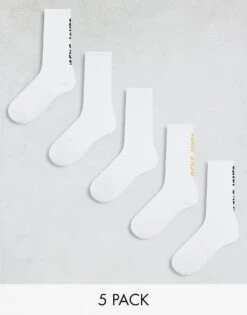 Jack & Jones 5 Pack Logo Sports Socks In White For Men Bright White -Men Style Shop 206955810 1 brightwhite 1