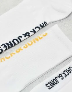 Jack & Jones 5 Pack Logo Sports Socks In White For Men Bright White -Men Style Shop 206955810 2