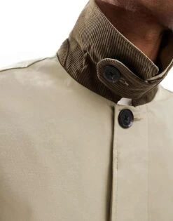 Jack & Jones Cropped Trench Jacket In Beige For Men Silver Sage -Men Style Shop 206955812 3