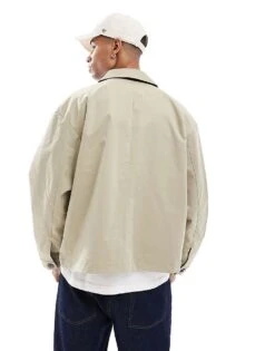 Jack & Jones Cropped Trench Jacket In Beige For Men Silver Sage -Men Style Shop 206955812 4