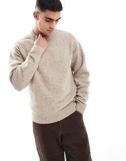 Jack & Jones Oversized Fluffy Crew Neck Jumper In Beige For Men Atmosphere -Men Style Shop 206955862 1 atmosphere 1