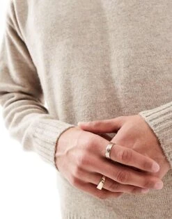 Jack & Jones Oversized Fluffy Crew Neck Jumper In Beige For Men Atmosphere -Men Style Shop 206955862 4