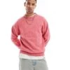 Jack & Jones Oversized Fluffy Crew Neck Jumper In Pink For Men Fuchsia Rose -Men Style Shop 206955926 1 fuchsiarose