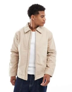 Jack & Jones Cotton Padded Carpenter Jacket With Collar In Beige For Men Humus -Men Style Shop 206955929 1 humus 1