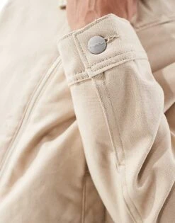 Jack & Jones Cotton Padded Carpenter Jacket With Collar In Beige For Men Humus -Men Style Shop 206955929 3