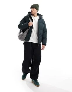 Jack & Jones Oversized Boxy Puffer Jacket In Forest Green For Men Forrest River -Men Style Shop 206955983 4