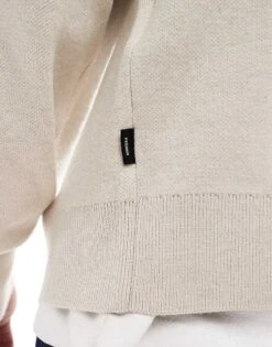 Jack & Jones Oversized Compact Knitted Jumper In Beige For Men Greige Melange -Men Style Shop 206956001 4