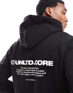 Jack & Jones Oversized Core Back Print Hoodie In Black For Men -Men Style Shop 206956014 3