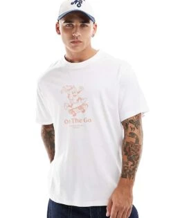 Jack & Jones Oversized T-shirt With On The Go Front Print In White For Men Bright White -Men Style Shop 206956029 1 brightwhite 1