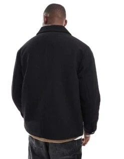 Jack & Jones Wool Mix Cropped Jacket With Pockets In Black For Men -Men Style Shop 206956074 4