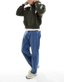 Jack & Jones Alex Baggy Jean In Mid Blue Wash For Men Sq741