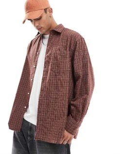 Jack & Jones Oversized Cotton Check Shirt In Rust For Men Brandy Brown -Men Style Shop 206956126 1 brandybrown 1