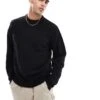 Jack & Jones Oversized Fluffy Crew Neck Jumper In Black For Men