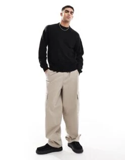 Jack & Jones Oversized Fluffy Crew Neck Jumper In Black For Men -Men Style Shop 206956132 2