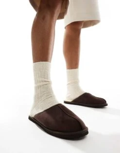 Jack & Jones Faux Suede Slip On Slipper In Brown For Men Java -Men Style Shop 206956246 1 java 1