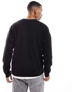 Jack & Jones Oversized Compact Knitted Jumper In Black For Men Black Onyx -Men Style Shop 206956260 3