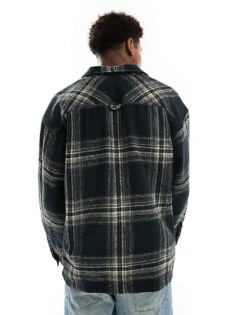 Jack & Jones Heavy Weight Check Overshirt In Black For Men Forrest River -Men Style Shop 206956277 2