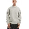 Jack & Jones Oversized Fluffy Crew Neck Jumper In Light Grey Marl For Men Light Grey Melange -Men Style Shop 206956333 1 lightgreymelange