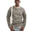 Jack & Jones Crew Neck Nep Jumper In Beige & Black For Men Peyote Black Neps
