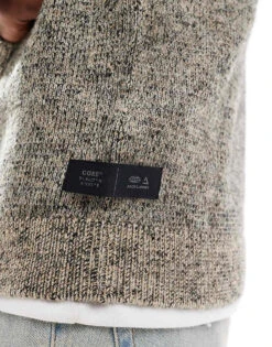 Jack & Jones Crew Neck Nep Jumper In Beige & Black For Men Peyote Black Neps -Men Style Shop 206956356 3