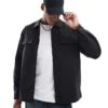 Jack & Jones Oversized Nylon Overshirt In Black For Men