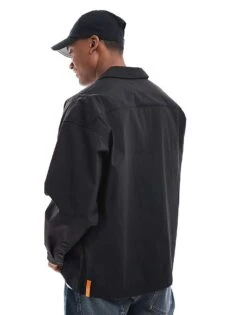 Jack & Jones Oversized Nylon Overshirt In Black For Men -Men Style Shop 206956357 2