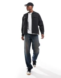 Jack & Jones Oversized Nylon Overshirt In Black For Men -Men Style Shop 206956357 4