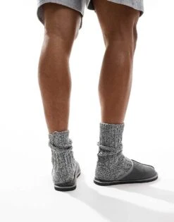 Jack & Jones Faux Suede Slip On Slipper In Grey For Men Castlerock -Men Style Shop 206956366 4