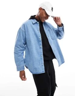 Jack & Jones Oversized Heavy Denim Overshirt In Washed Blue For Men Light Blue Denim -Men Style Shop 206956420 1 lightbluedenim 1