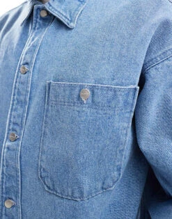 Jack & Jones Oversized Heavy Denim Overshirt In Washed Blue For Men Light Blue Denim -Men Style Shop 206956420 3