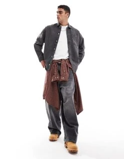 Jack & Jones Oversized Heavy Denim Overshirt In Washed Black For Men Black Denim -Men Style Shop 206956437 2