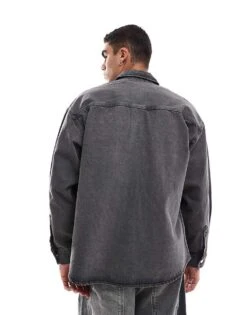 Jack & Jones Oversized Heavy Denim Overshirt In Washed Black For Men Black Denim -Men Style Shop 206956437 3