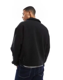 Jack & Jones Wool Mix Zip Through Harrington In Black For Men -Men Style Shop 206956517 4