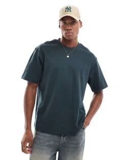 Jack & Jones Oversized 200gsm Heavyweight T-shirt In Forest Green For Men Forrest River -Men Style Shop 206957424 1 forrestriver 1