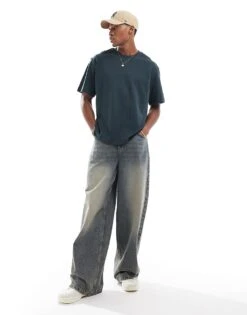 Jack & Jones Oversized 200gsm Heavyweight T-shirt In Forest Green For Men Forrest River -Men Style Shop 206957424 4