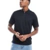 Jack & Jones Waffle Zip Up Polo In Black For Men Black Beauty