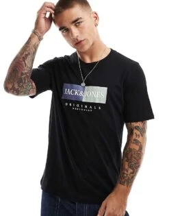 Jack & Jones Oversized T-shirt With Front Logo In Black For Men -Men Style Shop 206957510 1 black 1