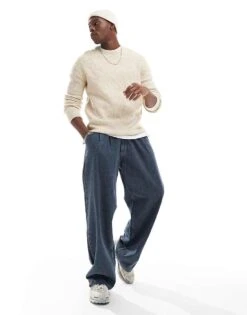 Jack & Jones Fluffy Rib High Neck Jumper In Beige For Men Summer Sand Melange -Men Style Shop 206957518 2