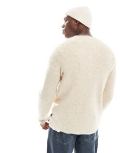 Jack & Jones Fluffy Rib High Neck Jumper In Beige For Men Summer Sand Melange -Men Style Shop 206957518 4