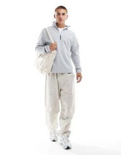 Jack & Jones Half Zip Clean Tech Sweat In Light Grey For Men High-rise /flintston -Men Style Shop 206957584 4