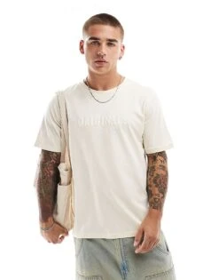 Jack & Jones Originals 3d Logo Print T-shirt In Off White For Men Antique White -Men Style Shop 206957615 1 antiquewhite 1
