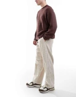 Jack & Jones Bill Wide Fit Cord Pull On Trouser In Beige For Men Moonbeam -Men Style Shop 206957648 4