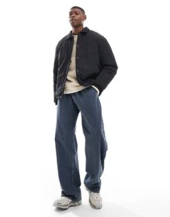 Jack & Jones Nylon Button Through Coach Jacket In Black For Men -Men Style Shop 206957662 3