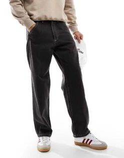 Jack & Jones Eddie Loose Worker Jean In Washed Black For Men Black Denim