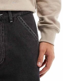 Jack & Jones Eddie Loose Worker Jean In Washed Black For Men Black Denim -Men Style Shop 206957743 4