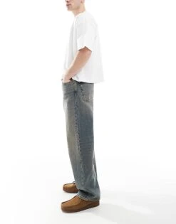 Jack & Jones Alex Baggy Jeans In Vintage Blue Wash For Men Blue Denim -Men Style Shop 206957835 3